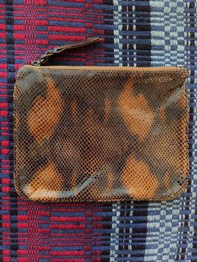 Cynthia Vincent Snakeskin-embossed Leather Pouch